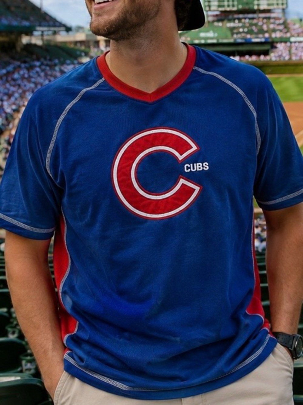 Chicago Cubs Dynasty Series Retro Pullover Jersey Shirt Size M Red Blue